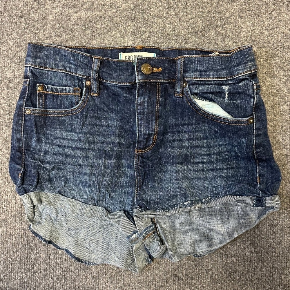 GRG DNM Shorts Womens Size 3 Blue Stretch Dark Wash Cut Off Casual Denim
